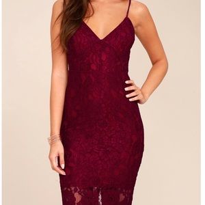 Burgundy Lace Mini Dress